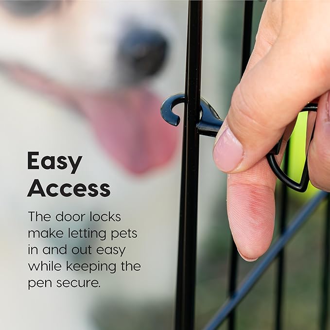 IRIS USA 30" 8-Panel Metal Pet Dog Puppy Playpen, Indoor/Outdoor Dog Fence, 58 x 58 x 30, Foldable, Customizable, Black