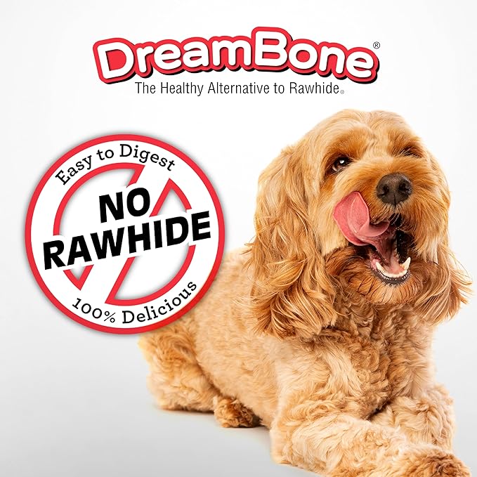 DreamBone Triple Flavor Twisties Chews for Dogs, Treat Your Dog to Rawhide-Free Chews Made with Real Chicken, Beef and Peanut Butter, 25 Count