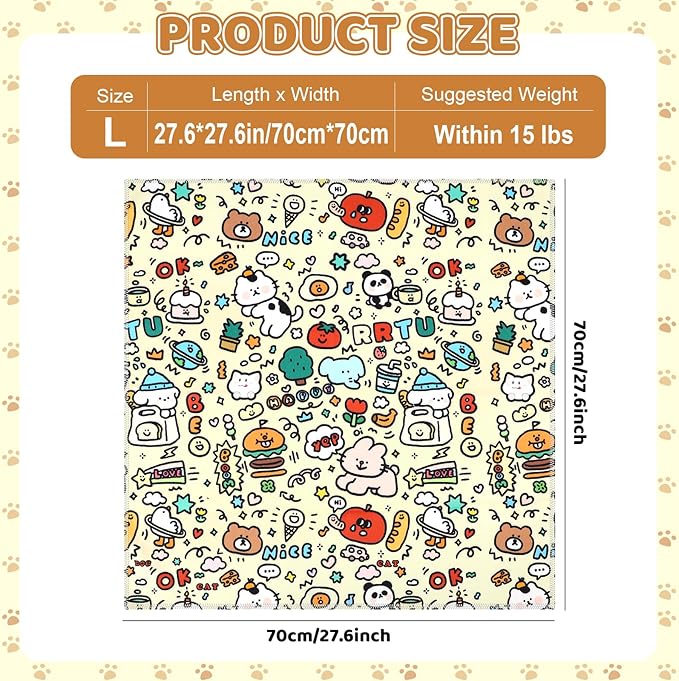 27.6" Cat Grooming Wrap for Cutting Nails, Graffiti Pattern Self-Adherent Fabric Wrap for Cats, Anti-Scratch Anti-Escape Multifunctional Cat Swaddle Tool for Teeth Brushing, Ear Cleaning