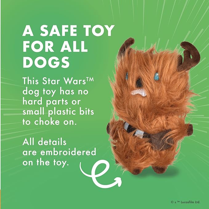 Star Wars Chewbacca Squeaky Dog Toy - Reindeer Holiday Plush Toy, 6 Inch Small, (FF19327)