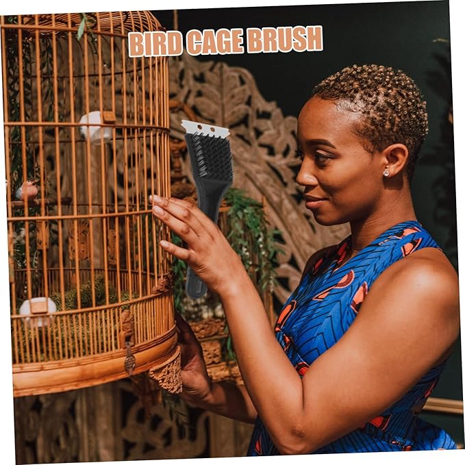 Yardwe Stainless Steel Birdcage Brush Bird Droppings Remover Bird Cage Small Cleaning Accessory Parrot Cage Hygiene Brush
