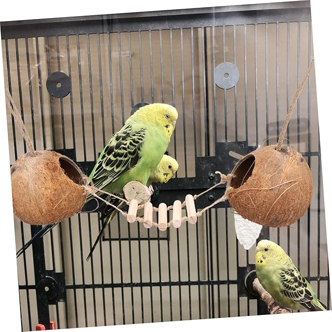 BESPORTBLE Parrot Hamster Coconut Ladder Nest for Small Pets Easy Install Bird Cage Accessory Parakeet Coconut Nest Hideout