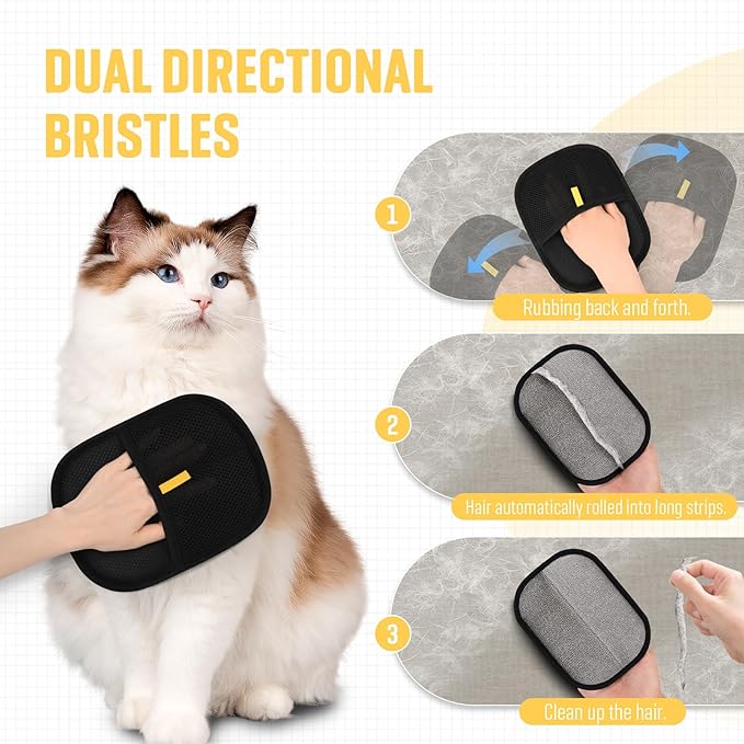Pet Hair Remover, Electrostatic Pet Hair Removal Gloves, Reusable Cat & Dog Hair Remover for Couch, Furniture, Carpet, Curtain, Upgraded Animal Fur Removal Tool, Cat Grooming Gloves-1PCS