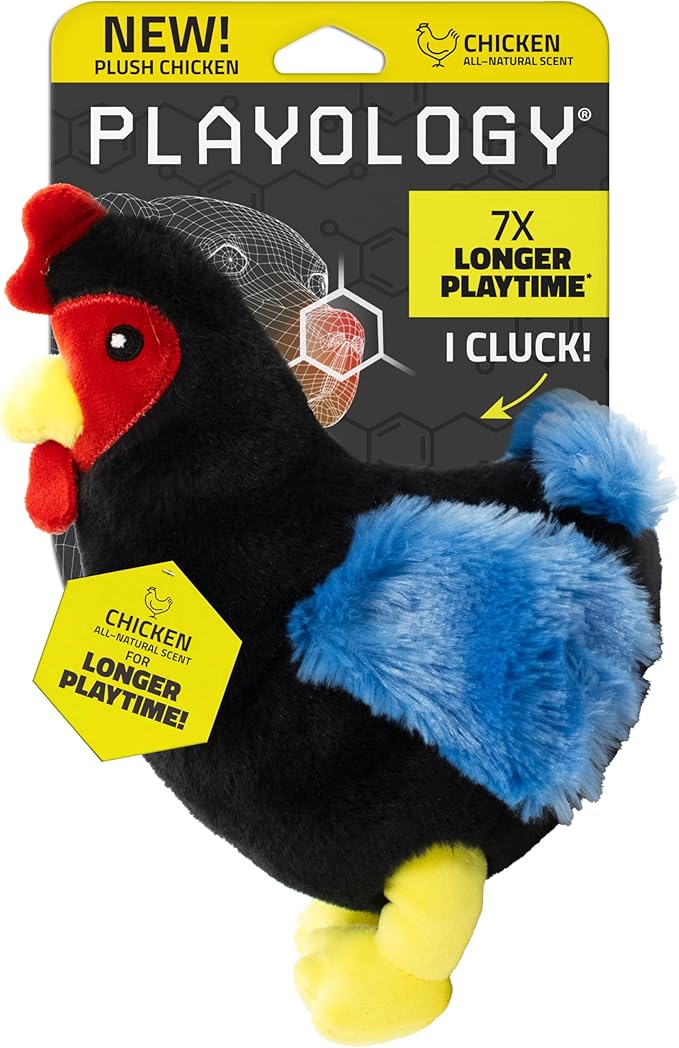 Playology Dog Toys | Plush Hen Stuffed Animal for Dogs | Chicken Scented Medium Toy that Clucks | Plush Chew Toy for Dogs