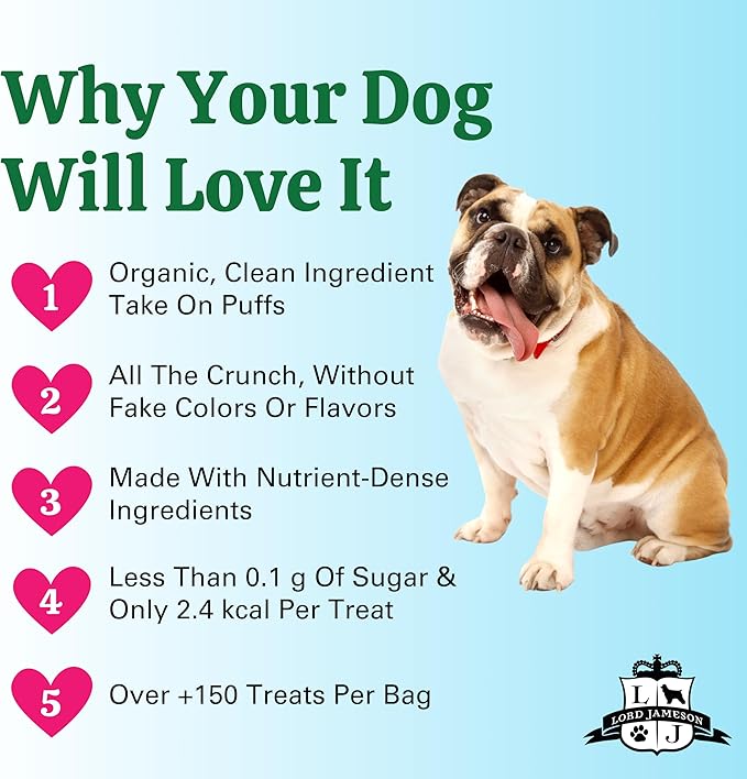 Lord Jameson Party Time | Light & Crunchy Love Puffs Collection | Organic Dog Treats, Celebrate a Birthday, Superfood Coconut, Gluten-Free, Preservative-Free, USDA Certified Organic. Made in USA