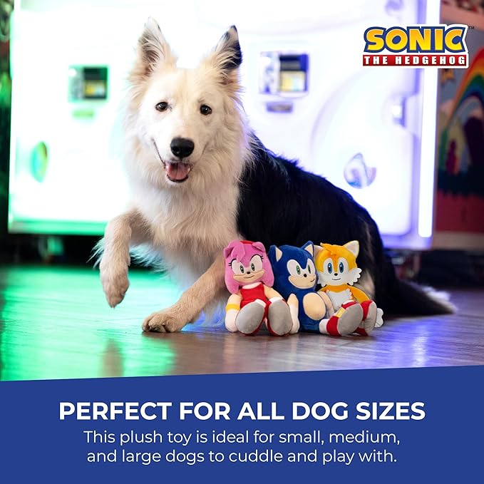 Multipet Sonic Tails Plush Dog Toy, 9-inch