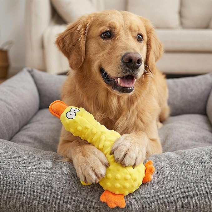 Calming Duck for Dogs, Interactive Squeaky Dog Chew Toy with Built-in Squeaker, Stuffed Duck Dog Squeaky Toy to Keep Them Busy for Small, Medium & Large Dogs Cats