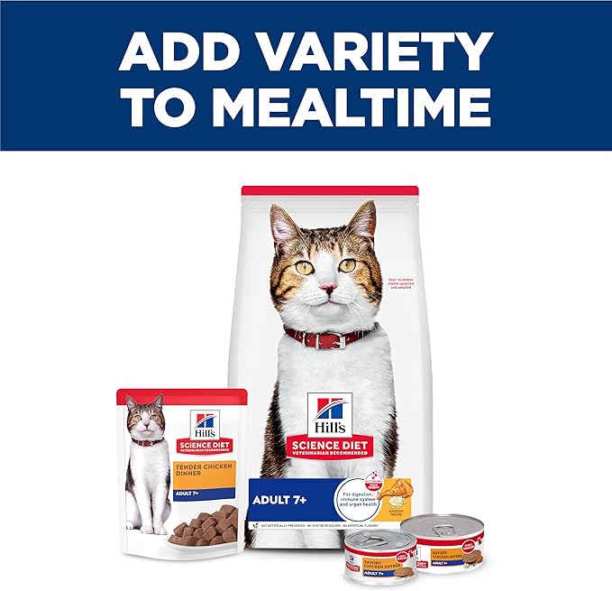 Hill's Science Diet Adult 7+ Wet Cat Food, Chicken Minced, 2.9 oz. Cans, 24-Pack