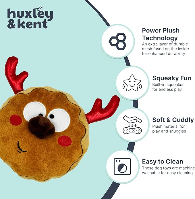 Huxley & Kent Pet Bow Tie for Dogs & Cats - Holiday Adjustable Hook & Loop Collar Accessory - Cute & Comfortable for Holidays & Celebrations - Gotta Dash Reindeer Cookie, Small