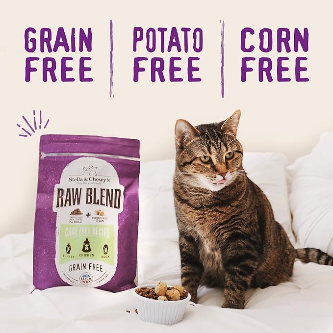 Stella & Chewy's Raw Blend Premium Kibble Cat Food – Grain Free, Protein Rich Meals – Cage-Free Poultry Recipe – 2.5 lb. Bag