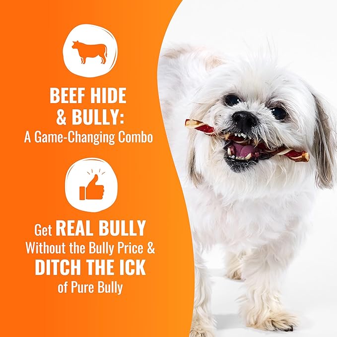 GOOD 'N' FUN Triple Flavor Twists with Bully Chews, High-Protein Dog Treat for All Adult Dogs, Made with Real Chicken, Beef Hide, Pork Hide, Bully & Beef Liver Flavor, 12 Count