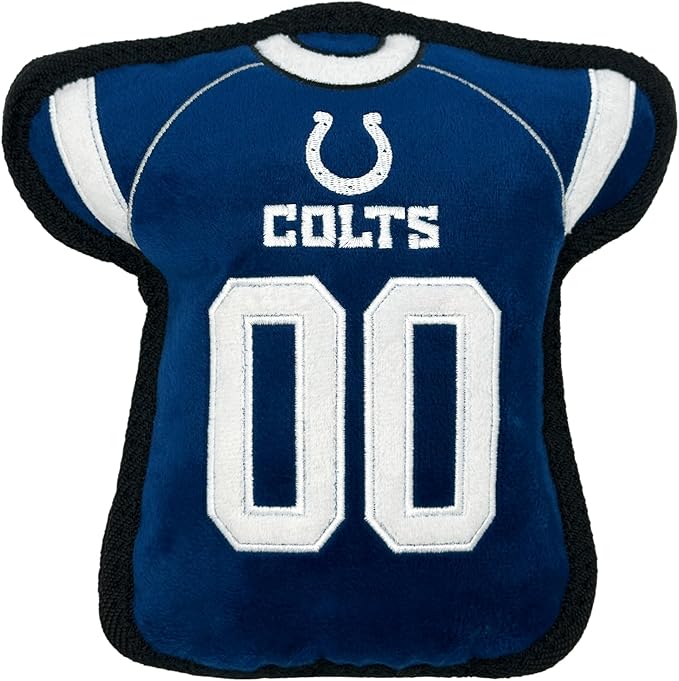 The 1st Ever Tough but Smooth Dog Toy NFL Indianapolis Colts Football Jersey Tough Pet Toy. A Premium Quality Doggie Toy with Built-in Squeaker. Sports Fans Favorite Chew Toy