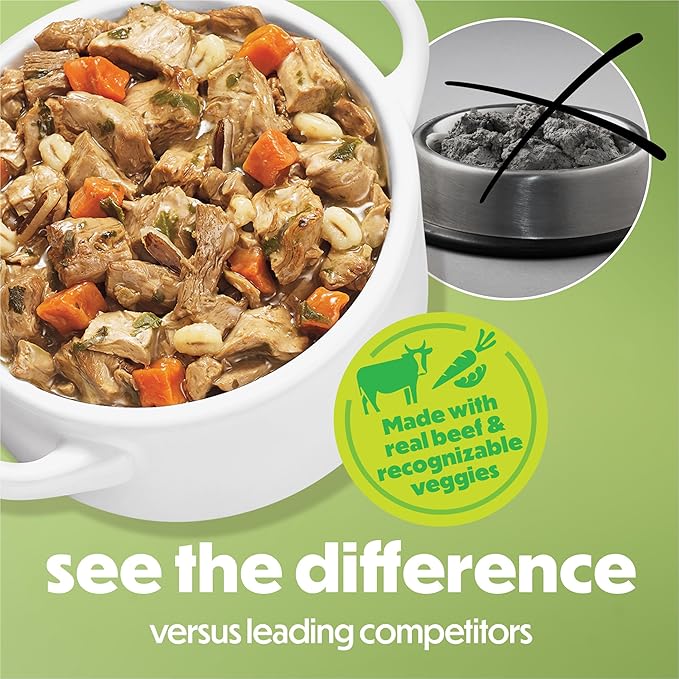 Purina Beneful Dog Food Freshly Prepared Meals Simmered Beef Entree with Carrots, Barley, Wild Rice and Spinach - (Pack of 8) 10 oz. Tubs