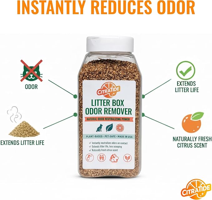 Litter Box Deodorizer Pebbles – Extra Large – Natural Odor-Neutralizing Granules for Cat Litter Boxes – Removes Odor & Keeps Litter Fresh 5× Longer – Safe, Non-Toxic, USA Made