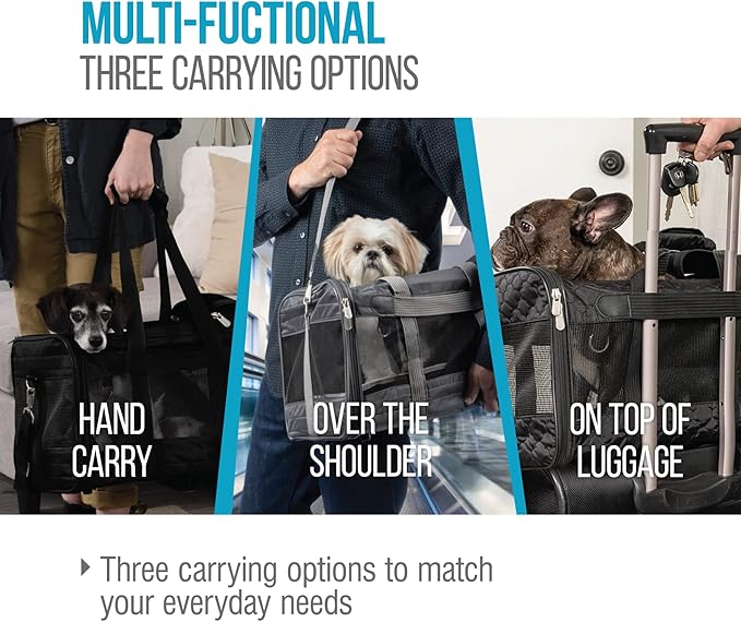 Sherpa Original Deluxe Travel Pet Carrier, Airline Approved & Guaranteed On Board - Black, Small