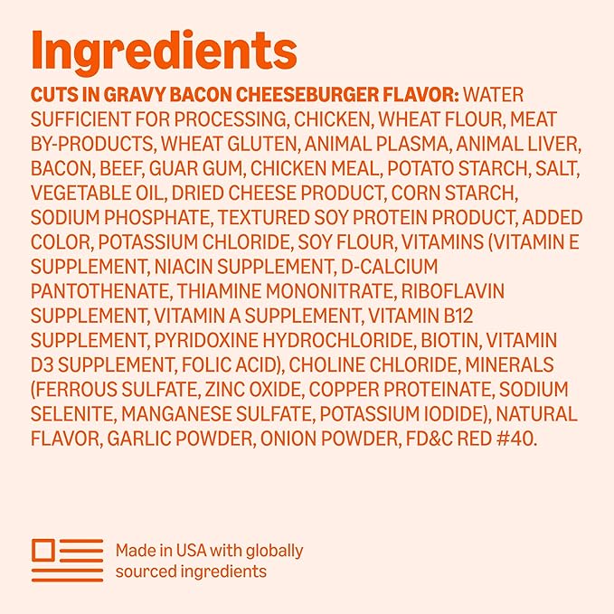 Amazon Basics Wet Dog Food Cuts in Gravy Variety Pack, Bacon Cheeseburger Flavor and Country Stew Flavor, Made with Real Beef and Chicken, 13.2 oz can (6 cans of Each Flavor, 12 cans in Total)