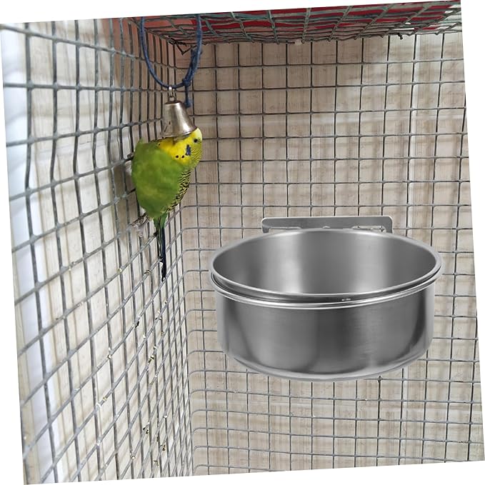 Stainless Steel Parrot Bowl with Clamp Holder Versatile Food Water Dish for Parakeets Lovebirds Conures and Cockatiels Nonslip Base for Stability and Reduced Mess Durable Bird Cage