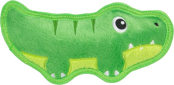 Outward Hound Tough Skinz Dog Toy, Durable Plush with 2X Lining, No Stuffing, Jumbo Squeaker, Alligator, 9.5"