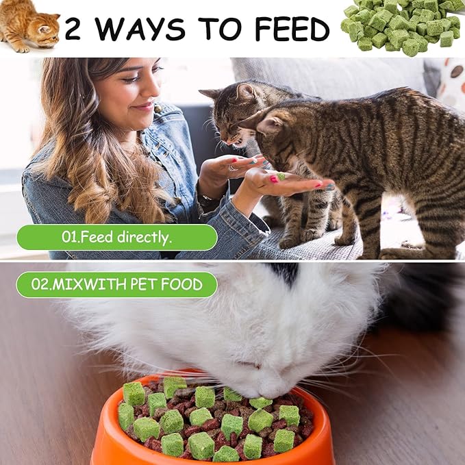 60g Cat Grass Treats for Indoor Cats, Freezed Dried Cat Grass Teething Stick Snacks for Cats, Edible Feline Chew Toys for Hairball Control and Oral Health
