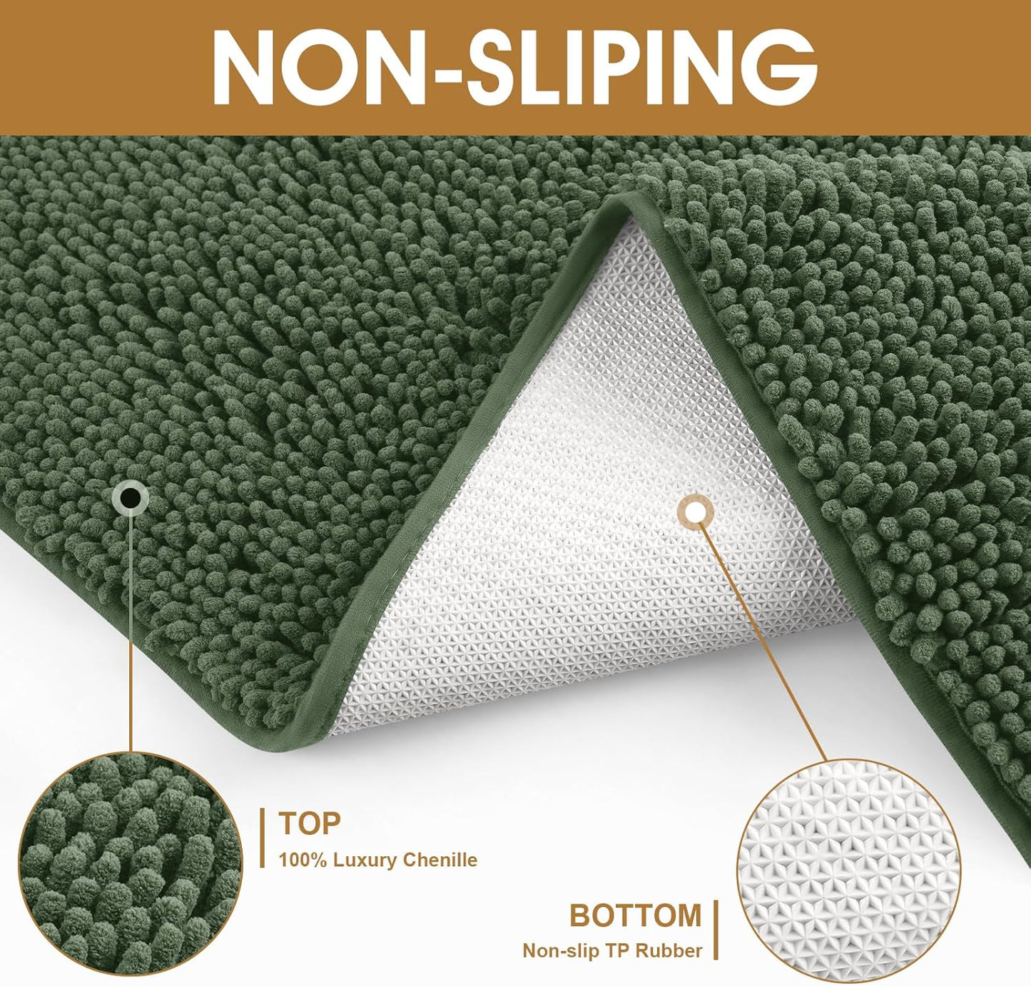 Dog Door Mats for Muddy Paws, Chenille Absorbent Door Mats, Non Slip Heavy Mud Mat for Dogs, Soft Indoor Door Mat for Entryway, Mud Paws, Inside Floor,36" X 24", Olive