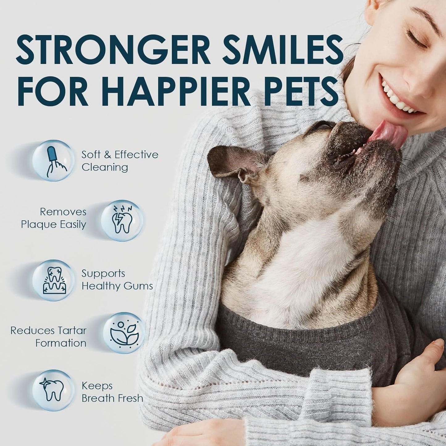 Mooncat Dental Finger Wipes for Dogs & Cats - Easy Teeth Cleaning to Remove Plaque, Tartar & Freshen Bad Breath - Gentle Tooth Wipes for Puppy & Kitten Care - 40 Counts