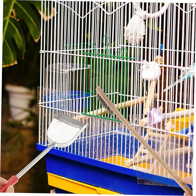 2pcs Bird Cage Cleaning Tools Set Random Brush and Shovel for Pet Parrots and Birds Handle Design for Easy Use Multi-Function Supplies Environment