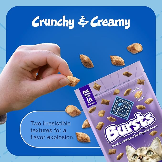 Blue Buffalo Bursts Crunchy & Creamy Cat Treats, Great for Training, Delish Liver & Beef, 5-oz Bag