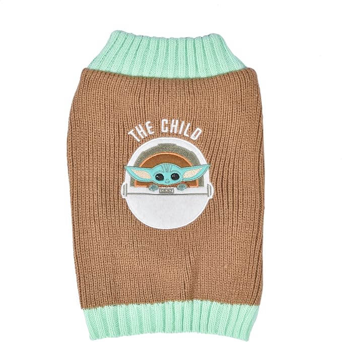 Star Wars Mandalorian The Child Dog Sweater - The Mandalorian & Grogu Pet Outerwear for Dogs - Officially Licensed Dog Apparel & Accessories, Size Large