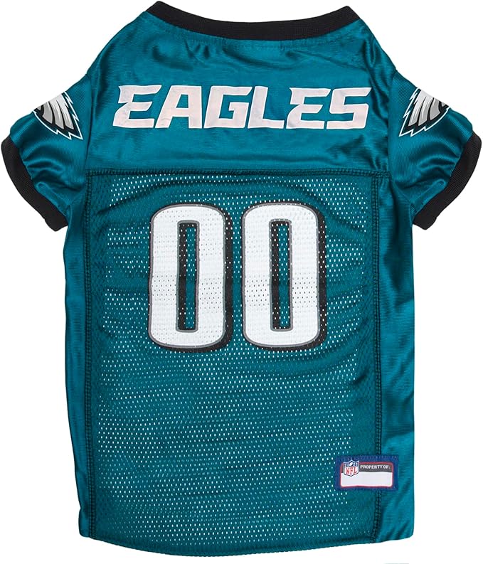 Pets First NFL Philadelphia Eagles Dog Jersey, Size Medium, Football Shirt Costume for Pet, Dog Sports T-Shirt, NFL Team Clothing for Cats, Licensed Pet Apparel Available in 7 Sizes and 32 Teams