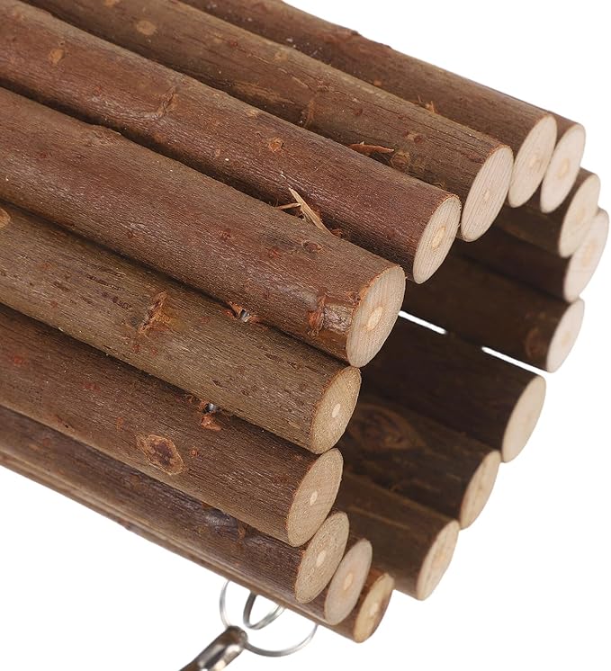 Wooden Parrot Swing Hanging Bird Tunnel with Hook Small Natural Wood Chew Tunnel for Bird Cages Interactive Cage Accessory for Parakeets Cockatiels