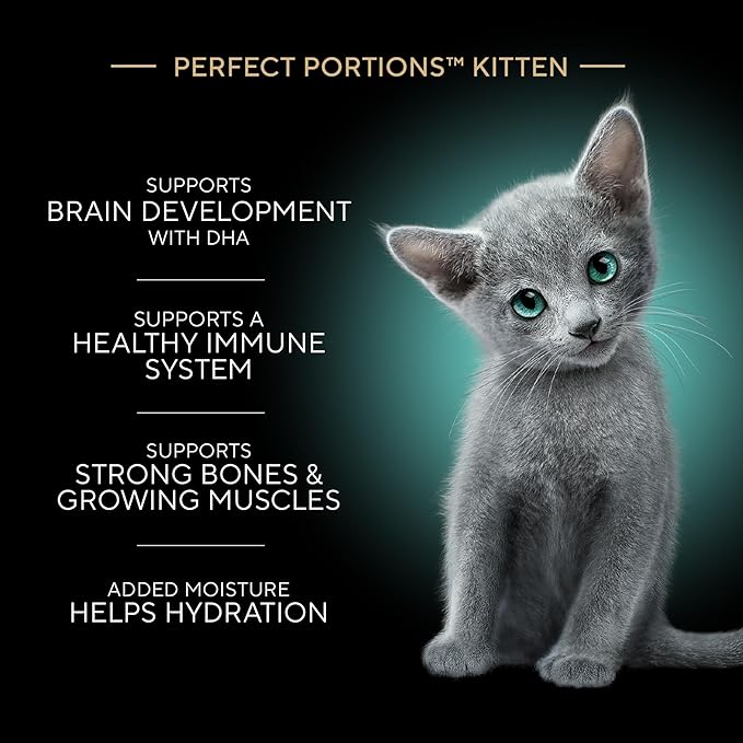 Sheba Perfect Portions Kitten Wet Food, Pate Cat Food Wet Entree, Chicken Recipe, 2.6 oz. Twin-Pack Trays (24 Count, 48 Servings)