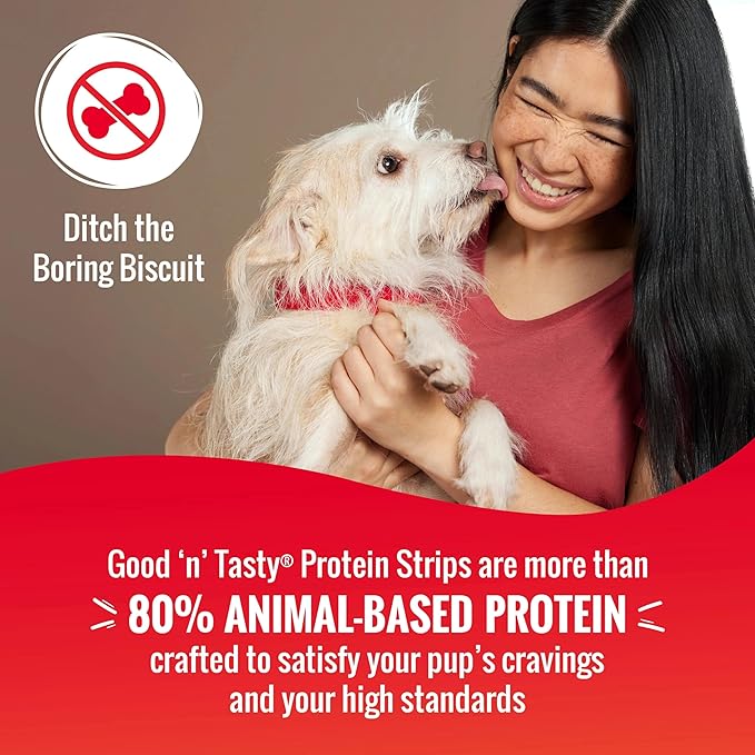 Good’n’Tasty Protein Strips Variety Pack, 12 oz, High-Protein Dog Treat with Real Chicken Or Duck and Savory Beef Sirloin, Jerky-Style Chew with No Added Artificial Preservatives, Flavors Or Colors