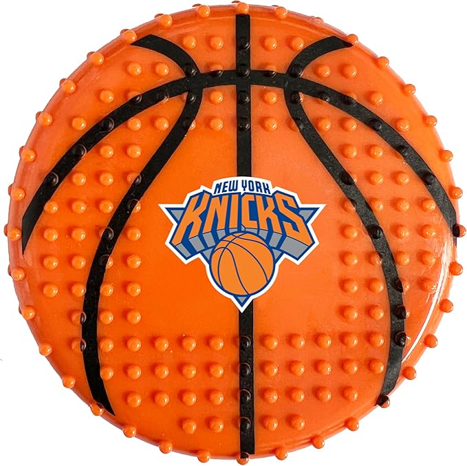 Pets First NBA NY Knicks Hard-Nylon Bacon-Flavored Basketball Chew Toy, Indestructible Dog and Cat Chewy Toy, Tug, Fetch Toy, Sporty Fun Toy for Dogs