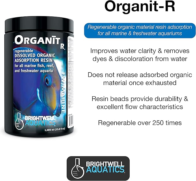 Brightwell Aquatics ABAORGR500 Organit-R Resin Filter Media for Aquarium, 16.9 fl. oz., 500-ml