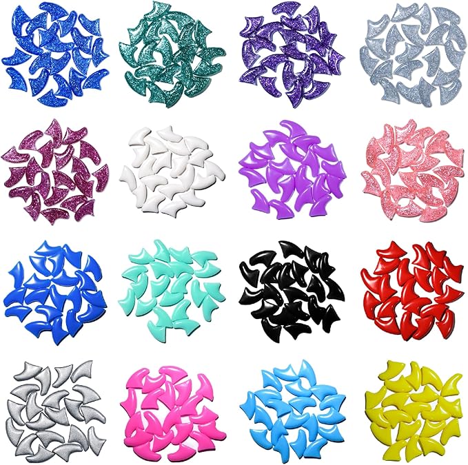 15 Colors / 150 pcs Cat Nail Caps | Cat Claw Covers with Adhesives and Applicators (M)