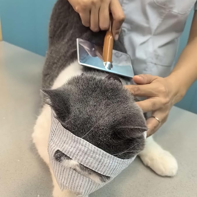 Cat Muzzle for Eye Drops, Adjustable Anti-Bite Cat Mouth Mask for Nail Clipping (Open M)