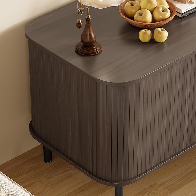 37.4" Cat Litter Box Enclosure Furniture with Sliding Door, Hidden Cat House with Drawer, Charging Station, Indoor Cats Cabinet TV Stand End Table for Living Room, Brown