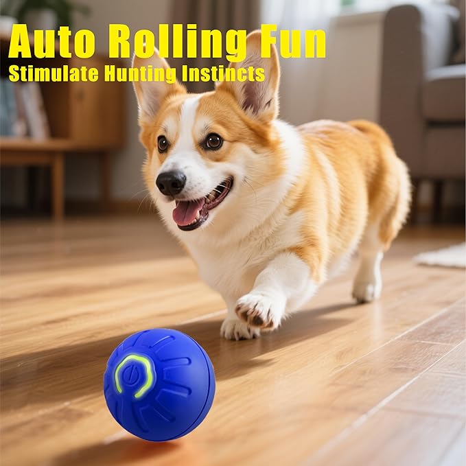 BIONEMAGILI Interactive Self-Moving Pet Toy Ball - Motion-Activated Auto Rolling, Military-Grade Chew Resistant, USB-C Rechargeable for Small Dogs & Cats (Blue,/S/New1)