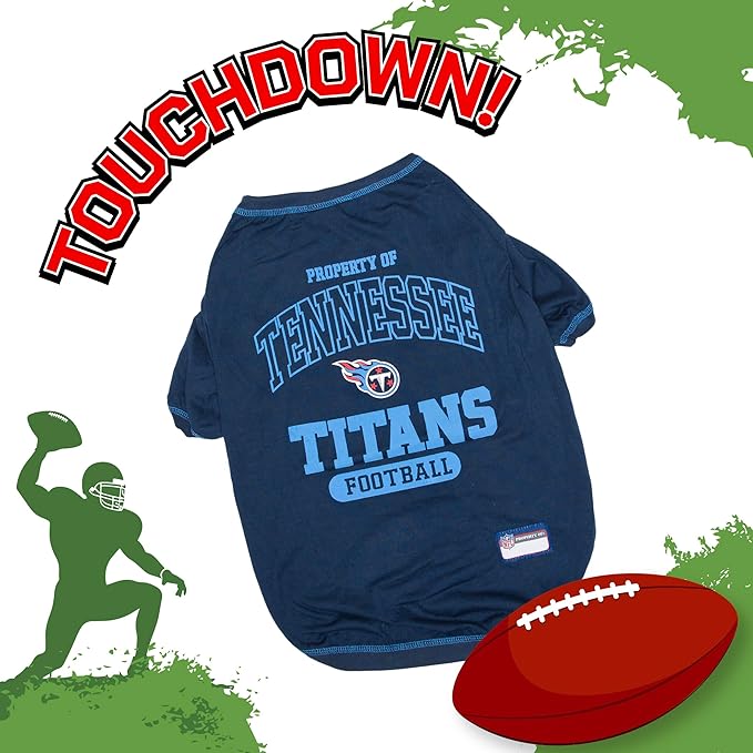 NFL Tennessee Titans Dog T-shirt X-Large. - Licensed Shirt for Pets Team Colored with Team Logos- Premium Stretchable Materials for the comfort of your Dog & Cat