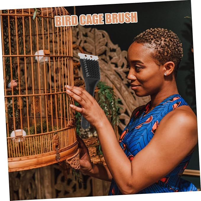 Birdcage Maintenance Brush with Stainless Steel Shovel Bird Droppings Cleaning Tool for Pet Birds