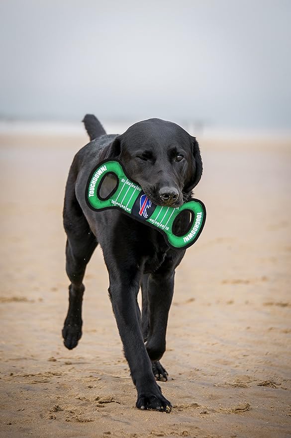 NFL Football Field DOG TOY with Squeaker. - BUFFALO BILLS - For Tug, Toss, and Fetch. - Tough & Durable PET TOY