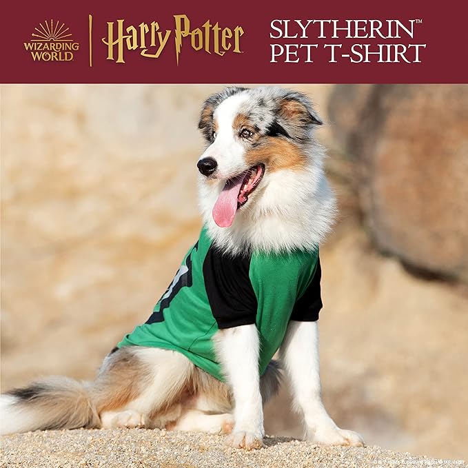 Harry Potter Slytherin Pet T-Shirt in Size Large | L Dog T-Shirt, Harry Potter Dog Shirt | Harry Potter Dog Apparel & Accessories for Hogwarts Houses, Slytherin, (FF19297)
