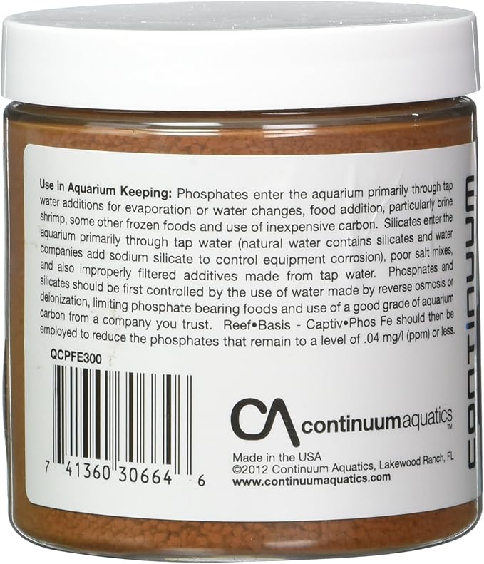 Continuum Aquatics Reef-Basis Captiv Phos Fe - Highly efficient ferric Oxide Filtration Media for Safe and Effective Phosphate Removal in Marine, Reef and Freshwater Aquaria 300-g
