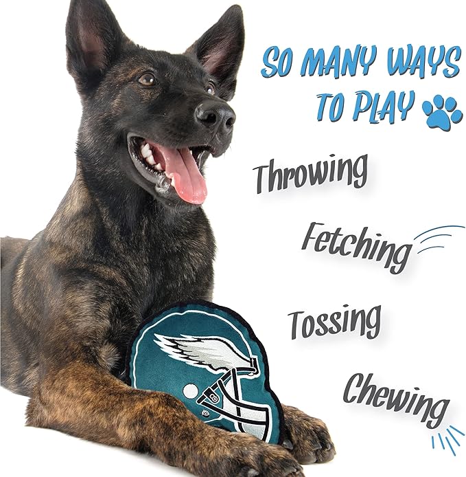 The 1st Ever Tough but Smooth Dog Toy NFL Philadelphia Eagles Football Helmet Tough Pet Toy. A Premium Quality Doggie Toy with Built-in Squeaker. Sports Fans Favorite Chew Toy