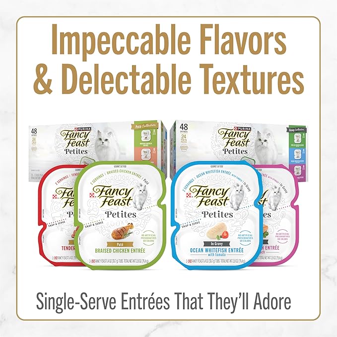 Purina Fancy Feast Petites With Roasted Turkey Entrée with Sweet Potato in Gravy Gourmet Wet Cat Food - (Pack of 12) 2.8 oz. Tubs