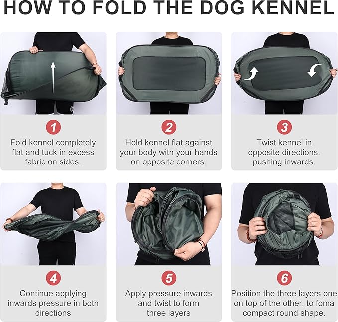 36 Inch Foldable Dog Kennel for Large Dogs, Portable Waterproof Pop-Up Pet Crate, Indoor Outdoor Travel Car Seat Kennel（Green）