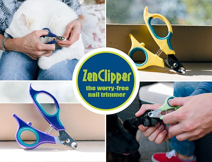 Zen Clipper Pet Nail Clipper for Cats – Cat Nail Clipper for Safer Grooming and Nail Care - Clean, Quiet, and Easy-to-Use Stainless Steel Cat Claw Trimmer - (2.5mm Hole)
