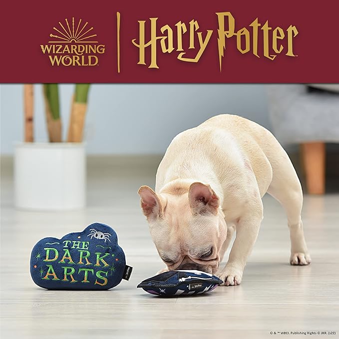 Harry Potter 2 Piece Dog Toy Set 6" You Know Who Plush Figure Toy and Dark Arts Plush Silhouette Flat Toy| Harry Potter Official Pet Toys and Accessories | Voldemort Dog Toy (FF22715)