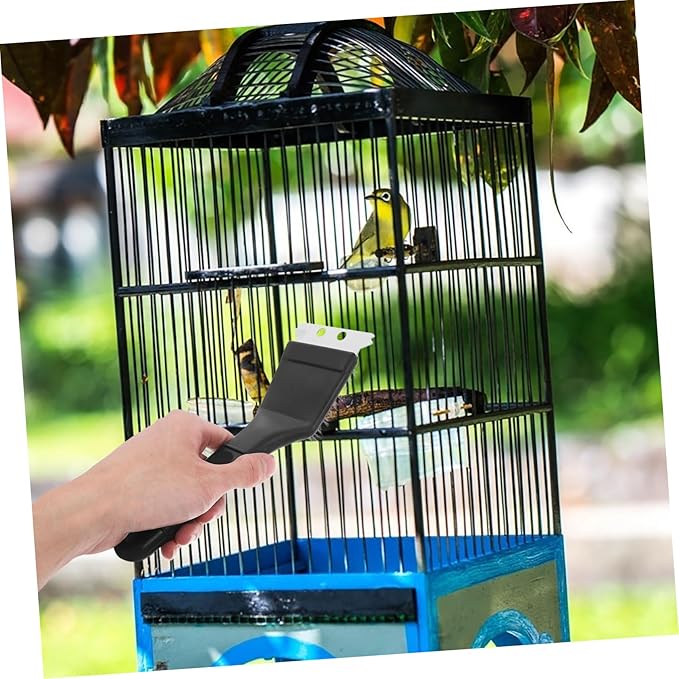 Stainless Steel Bird Cage Cleaning Brush with Poop Shovel Sturdy Bird Droppings Scraper Tool for Cage Sanitation and Easy Waste Removal