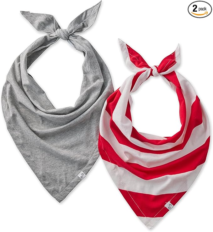 Pet Passion Bandit - THE PET Bandana 100% Organic Cotton Pet Bandanas Clothes for Small, Medium, Large Dogs, 2-Pack Red Sold Stripe, Medium/Large